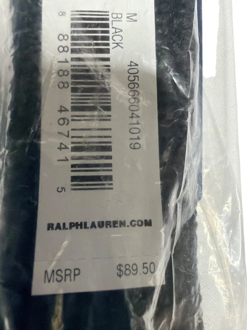 NWT Polo Ralph Lauren Leather-Trim Braided Belt Black Size Medium